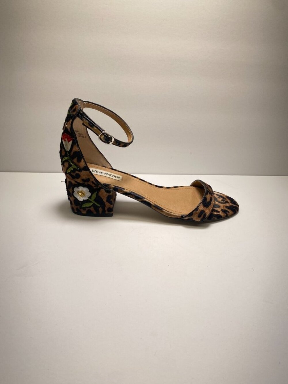 Steve Madden Womens Inca Leopard Floral Print Heel Sandal Sz 10
